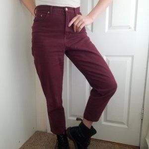 Women's Vintage Mom Jean in Maroon Petite Size 8